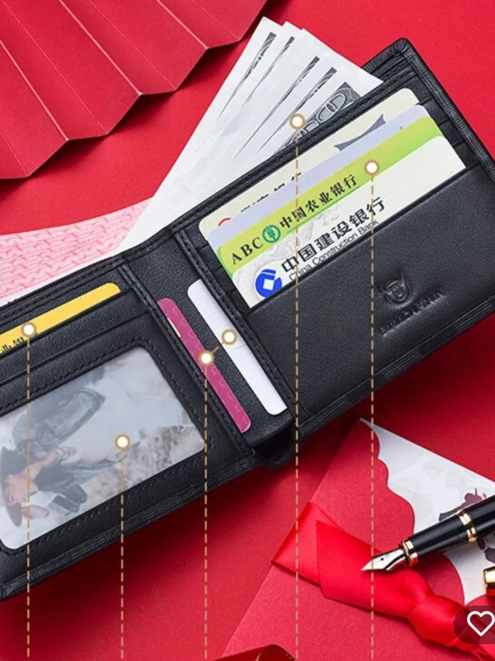 Men's Black Checkered Bi-Fold Card Wallet